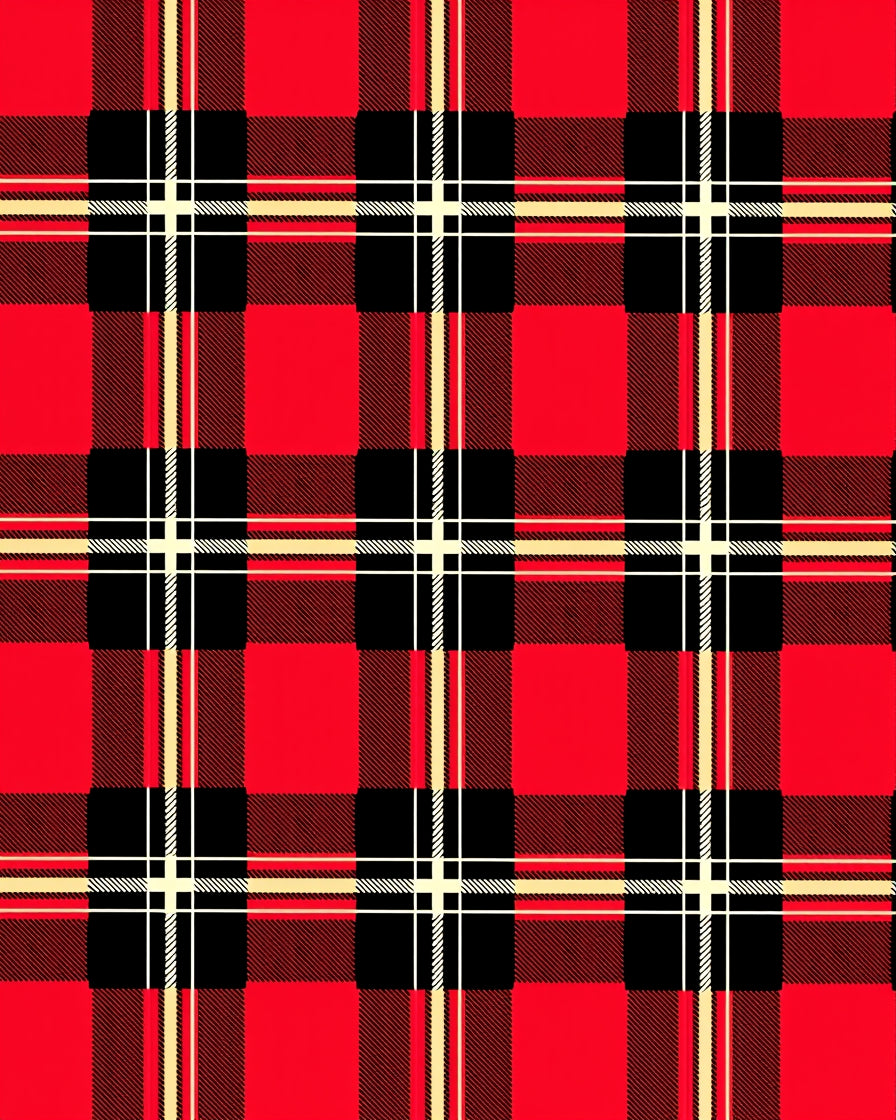 Classic Red Black Tartan Weave Rug