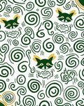 Whimsical Green Raccoon Swirls Rug