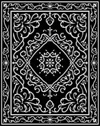 Elegant Black White Floral Medallion Rug