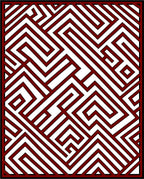 Deep Crimson Abstract Maze Rug