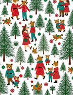 Christmas Bear Family Forest Scene Rug