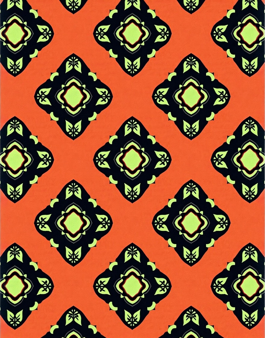 Spiced Orange Black Medallion Accents Rug
