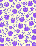 Purple Paw Prints Swirls Cream Background Rug