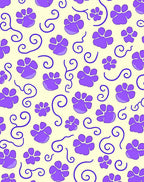 Purple Paw Prints Swirls Cream Background Rug