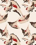 Abstract Cream Brown Red Organic Shapes Rug