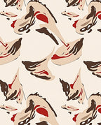 Abstract Cream Brown Red Organic Shapes Rug