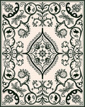 Ornate Dark Green Floral Scroll Rug