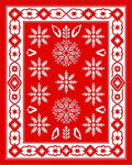 Festive Red Snowflake Star Border Rug