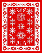 Festive Red Snowflake Star Border Rug