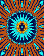 Bold Abstract Sunburst Teal Orange Rug