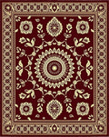 Rich Crimson Floral Mandala Border Rug