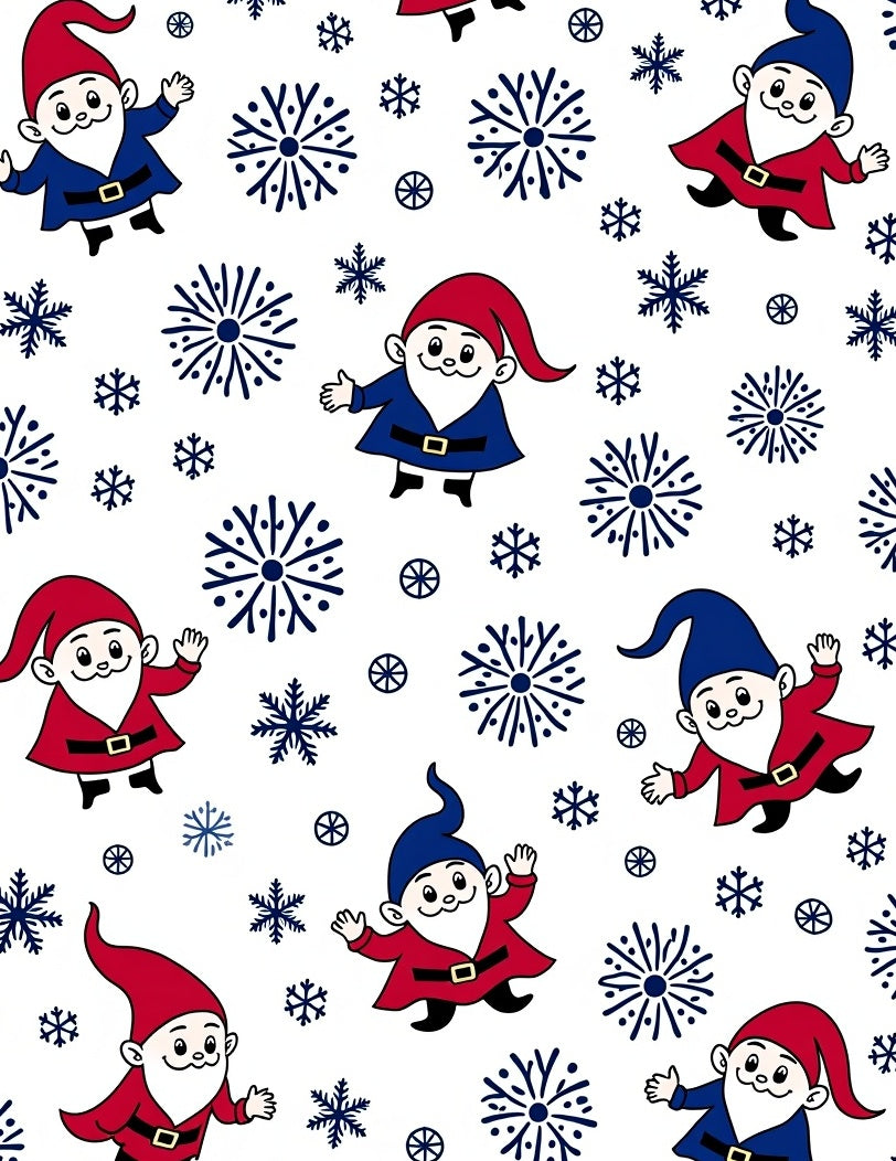 Festive Gnomes And Snowflakes Rug
