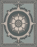 Sage Green Intricate Floral Medallion Rug