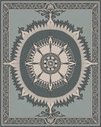 Sage Green Intricate Floral Medallion Rug