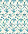 Aqua Fleur-de-lis Damask Fabric Rug
