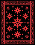 Crimson Starbursts Black Border Rug