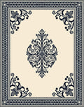 Ornate Cream Navy Floral Medallion Rug