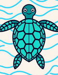 Teal Turtle Under Blue Waves Rug