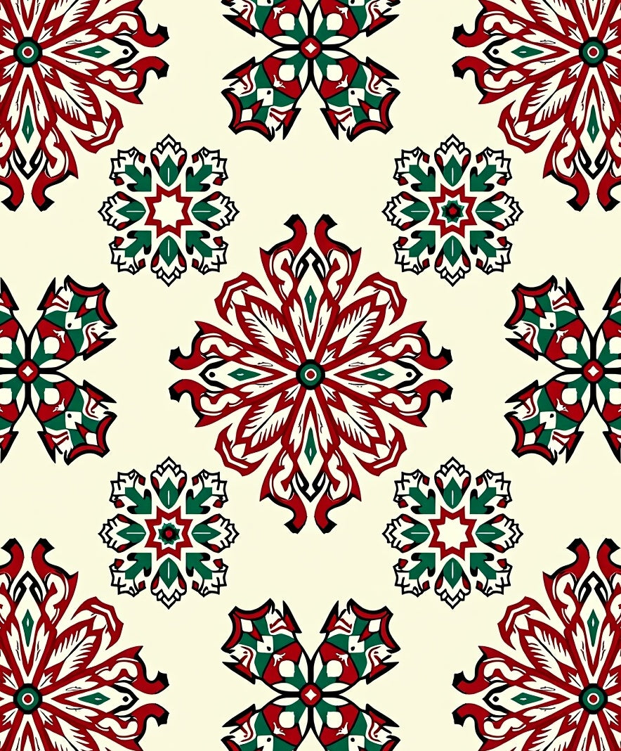 Crimson Green Arabesque Medallion Rug