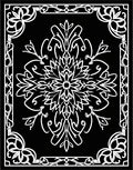 Black White Floral Medallion Corners Rug