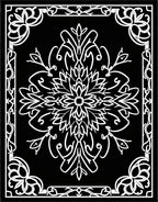 Black White Floral Medallion Corners Rug