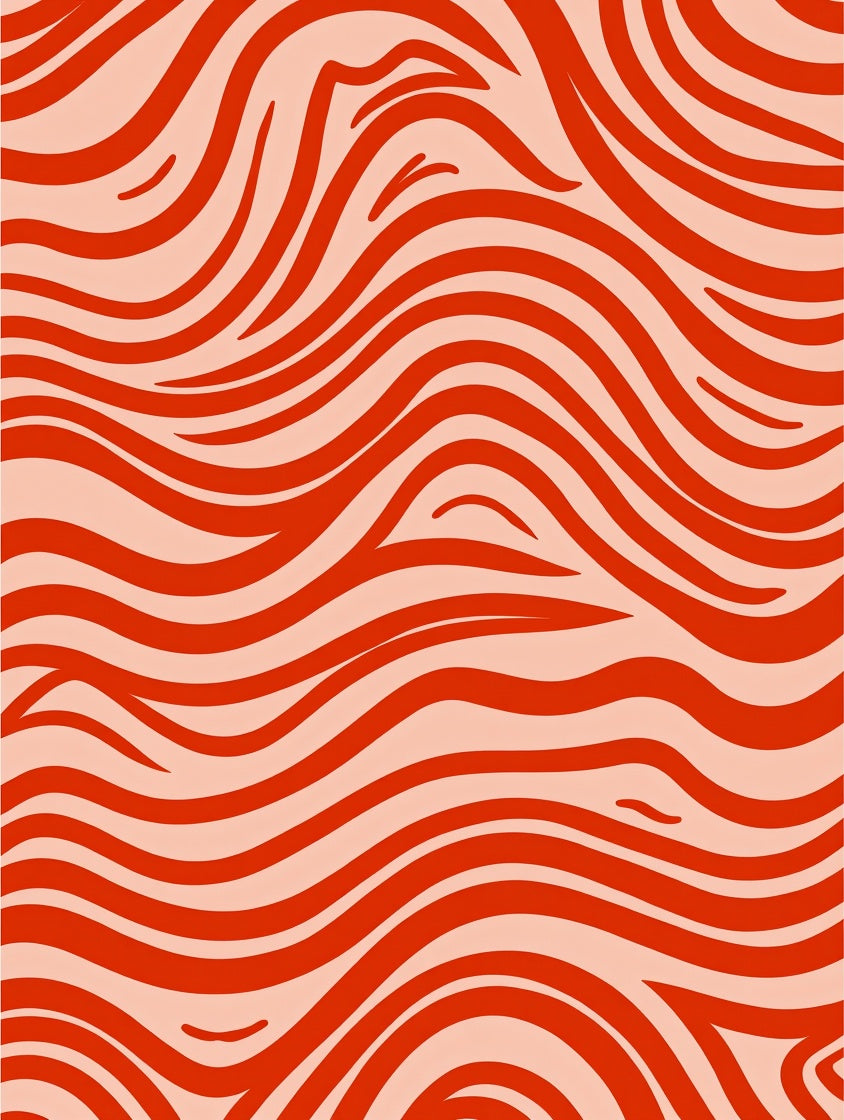 Vibrant Coral Wave Stripe Rug