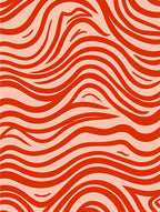 Vibrant Coral Wave Stripe Rug