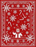 Festive Red Snowflakes Santa Candy Canes Rug