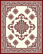 Deep Burgundy Medallion Border Rug