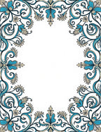 Blue and Cream Floral Scrollwork Rug