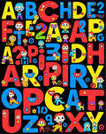 Alphabet Fun Characters Yellow Blue Red Rug