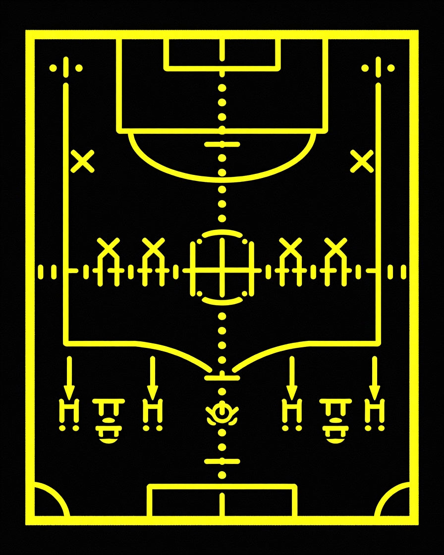 Yellow Football Field Lines Rug