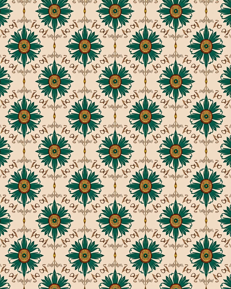 Emerald Petal Symmetry Beige Rug