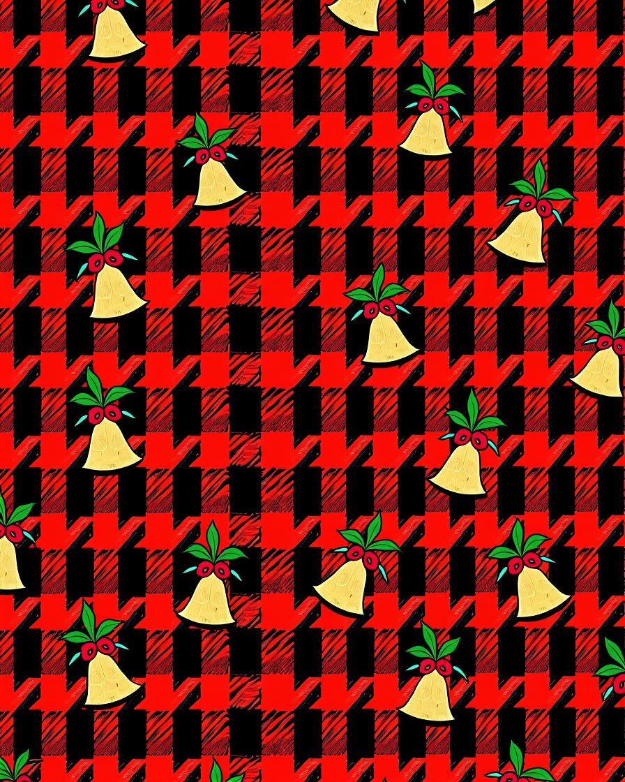 Red Black Houndstooth Bell Repeat Rug