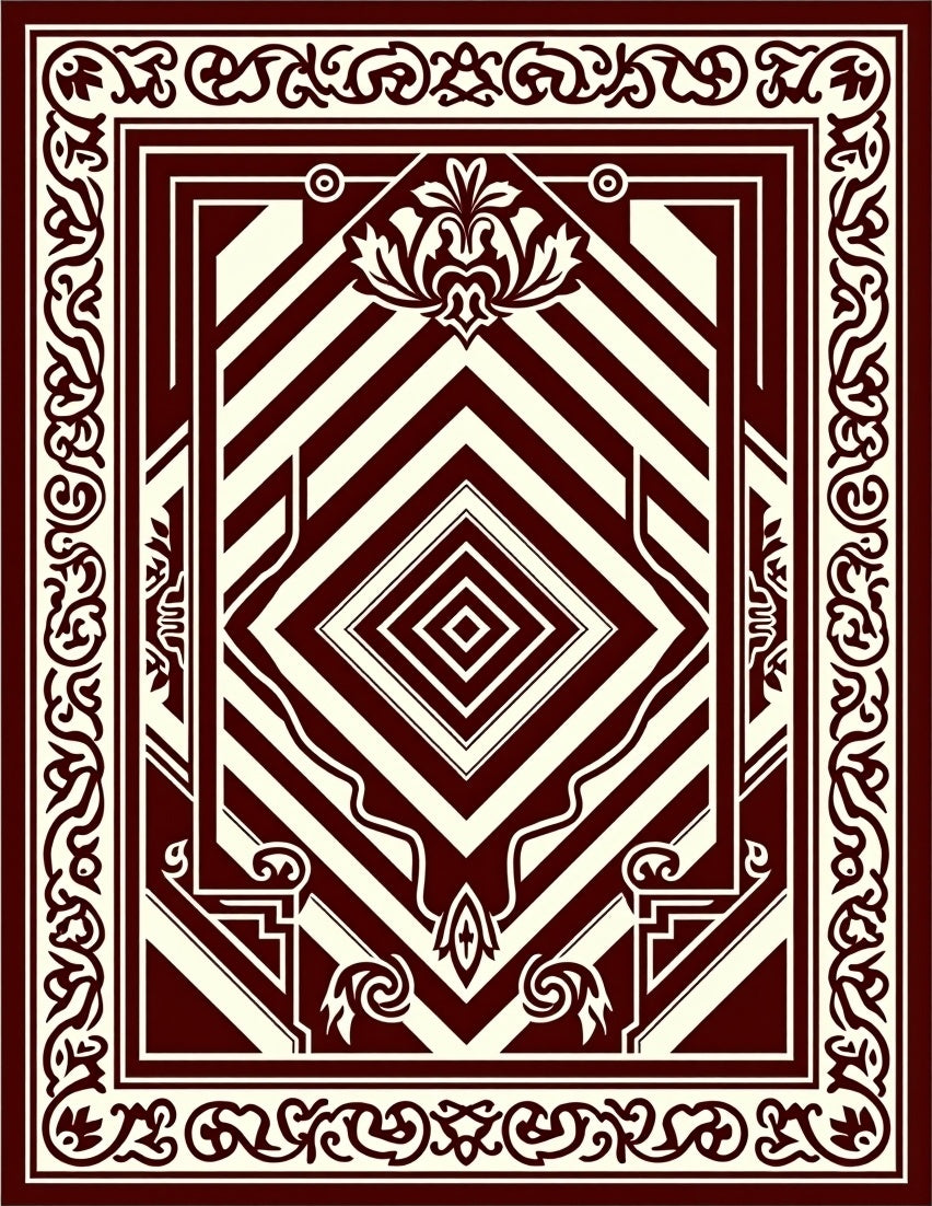 Crimson Diamond Geometric Floral Rug