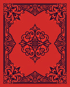 Vibrant Crimson Floral Frame Rug