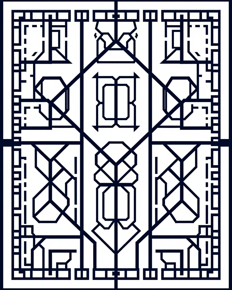 Art Deco Cobalt Geometric Frame Rug