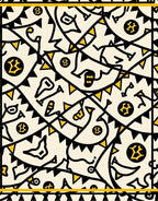 Yellow Black Bunting Whimsical Icons Rug