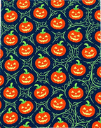 Spooky Orange Jack O Lantern Vines Rug