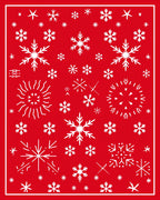 Festive Red White Snowflake Collage Rug