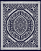 Dark Blue White Intricate Mandala Rug