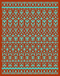 Ornate Teal Geometric Tribal Rug