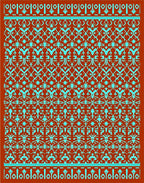 Ornate Teal Geometric Tribal Rug