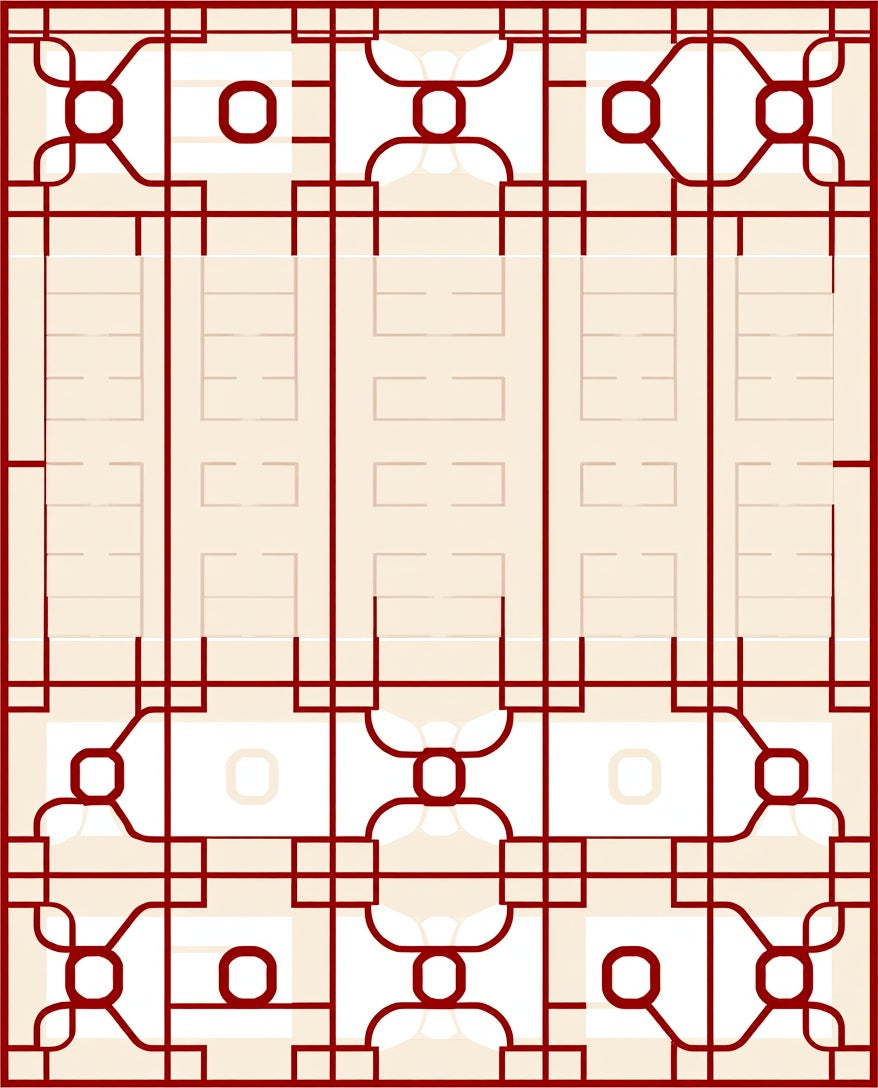 Crimson Geometric Lattice Window Rug