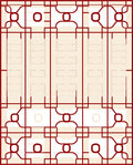 Crimson Geometric Lattice Window Rug