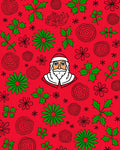 Festive Red Santa Holly Garland Rug