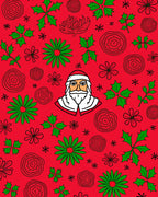 Festive Red Santa Holly Garland Rug
