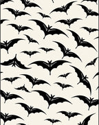 Black Flying Bats Cream Background Rug