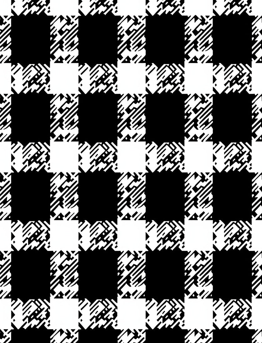 Black and White Glitched Plaid Checks Rug