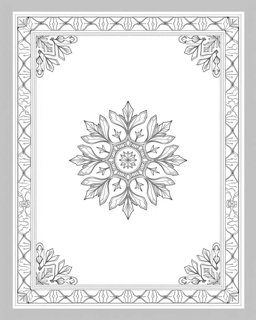 Ornate Floral Mandala With Border Rug